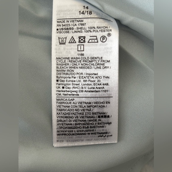 Gap X Doen Light Blue Flower Printed Short Dress with Red Piping V Neck Size 14 - Picture 4 of 5